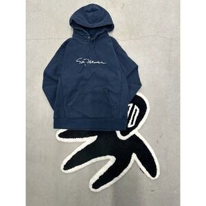 Supreme Script Logo FW18 Hoodie Navy Blue Mens Size Medium Made in Canada